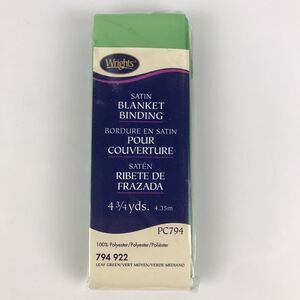 Wrights Satin Blanket Binding 794 922 Leaf Green 2 in Wide 4-3/4 Yards Polyester